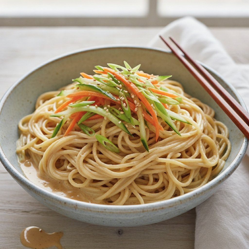 Cold Noodle Salad with Sesame Sauce (Low-Calorie)