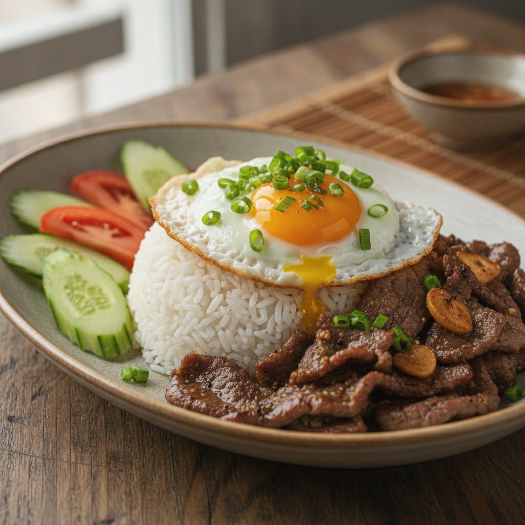 Rice with Beef and Fried Egg