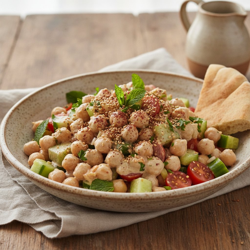 Chickpea Herb Salad with Sesame Sauce