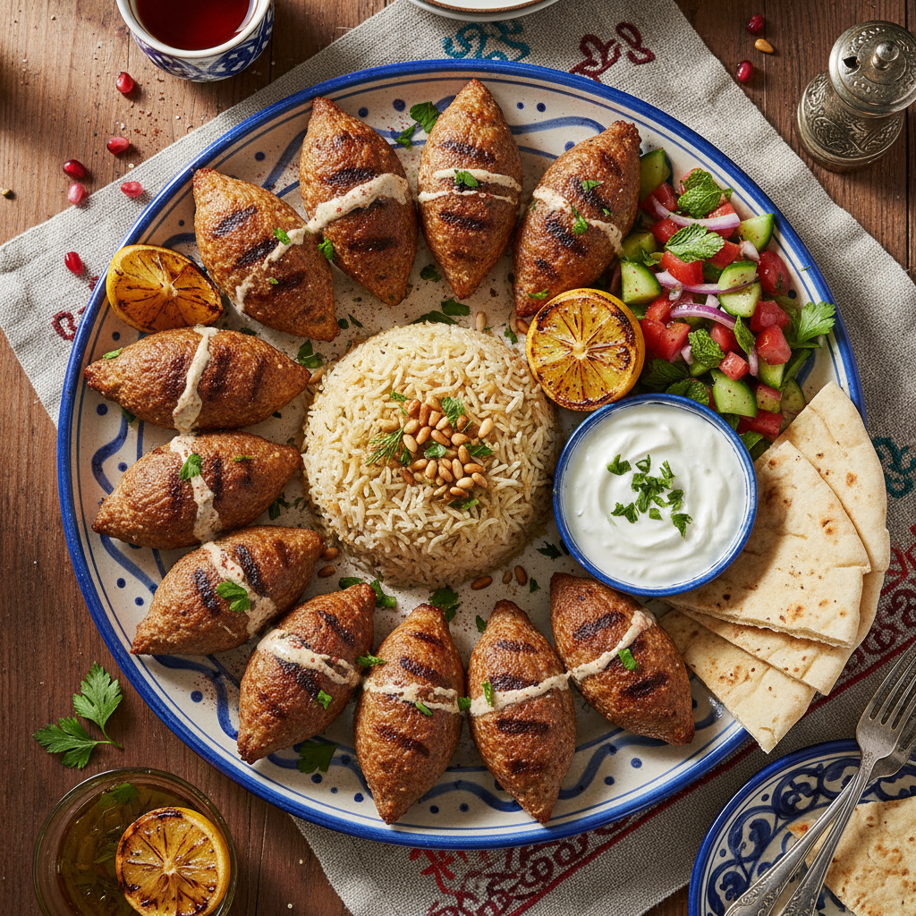 Beef Kibbeh Meshwiyeh Platter