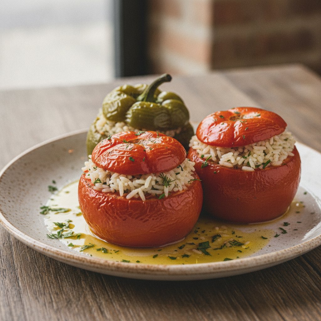 Stuffed Tomatoes and Peppers with Rice