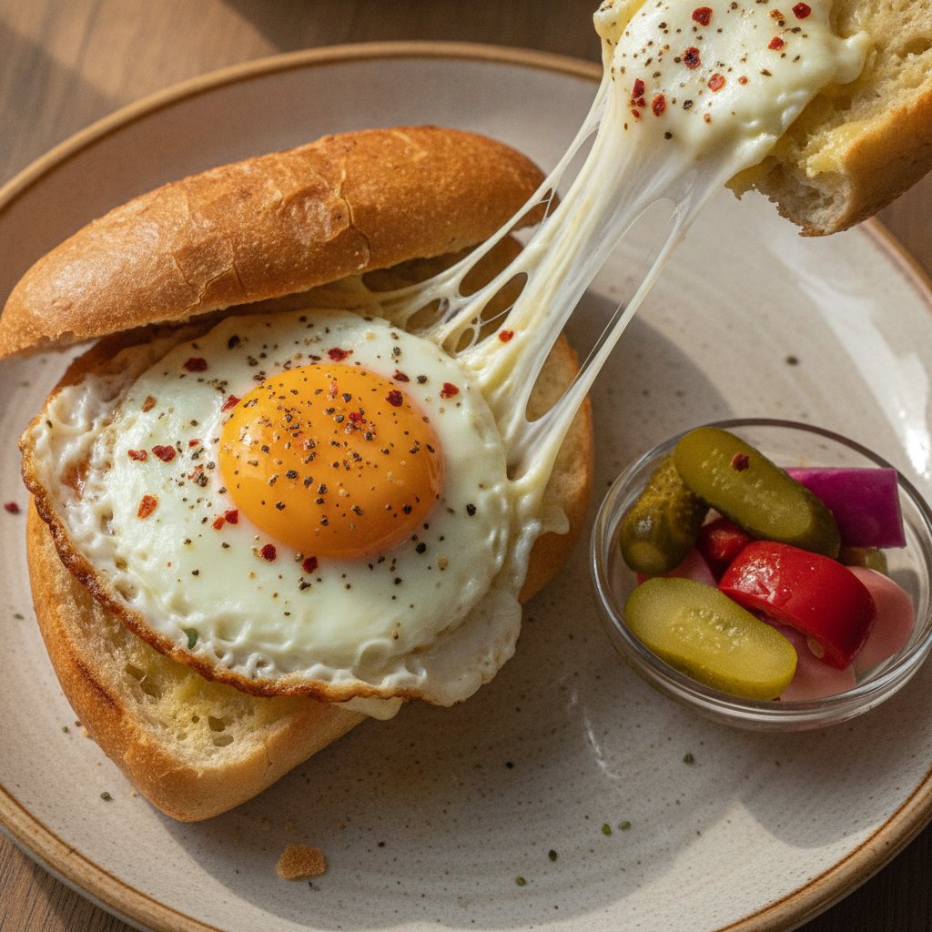 Melted Cheese and Egg Sandwich
