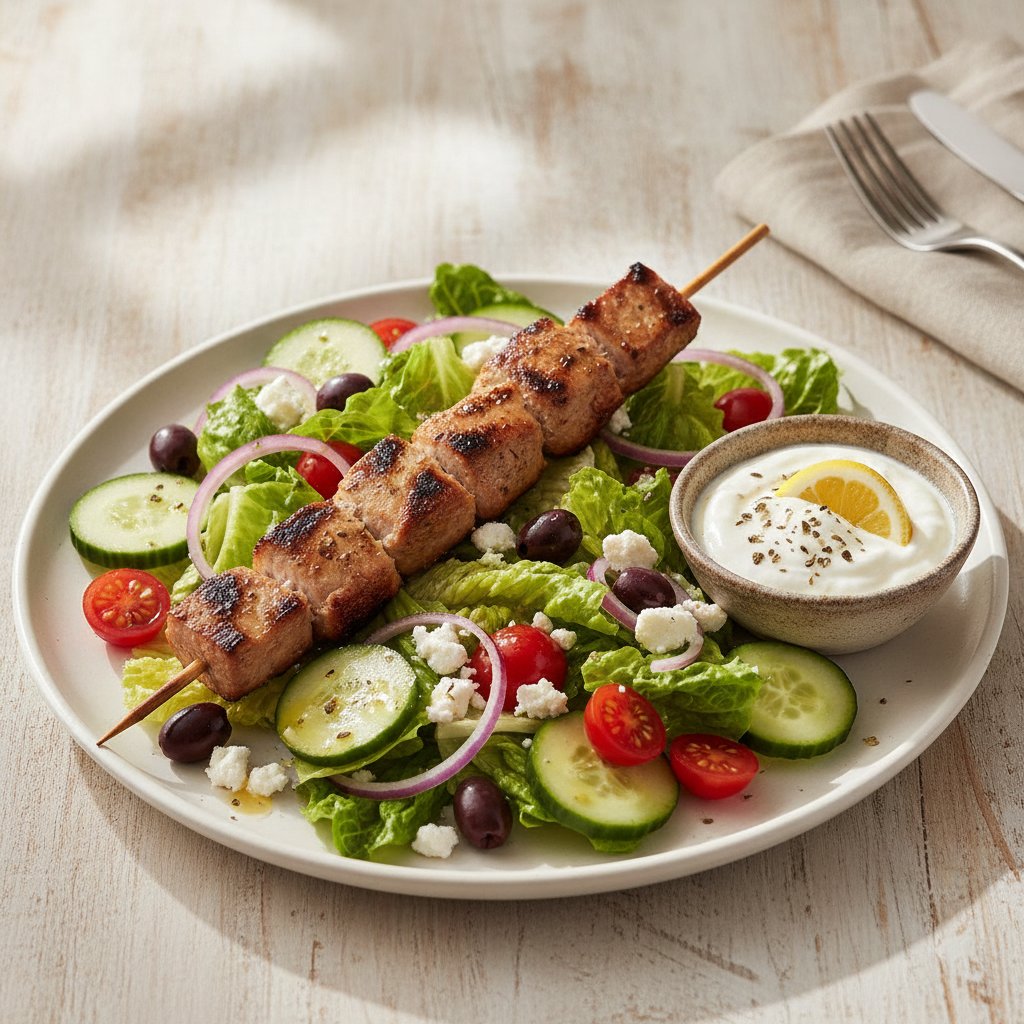 Grilled Pork Skewer Salad