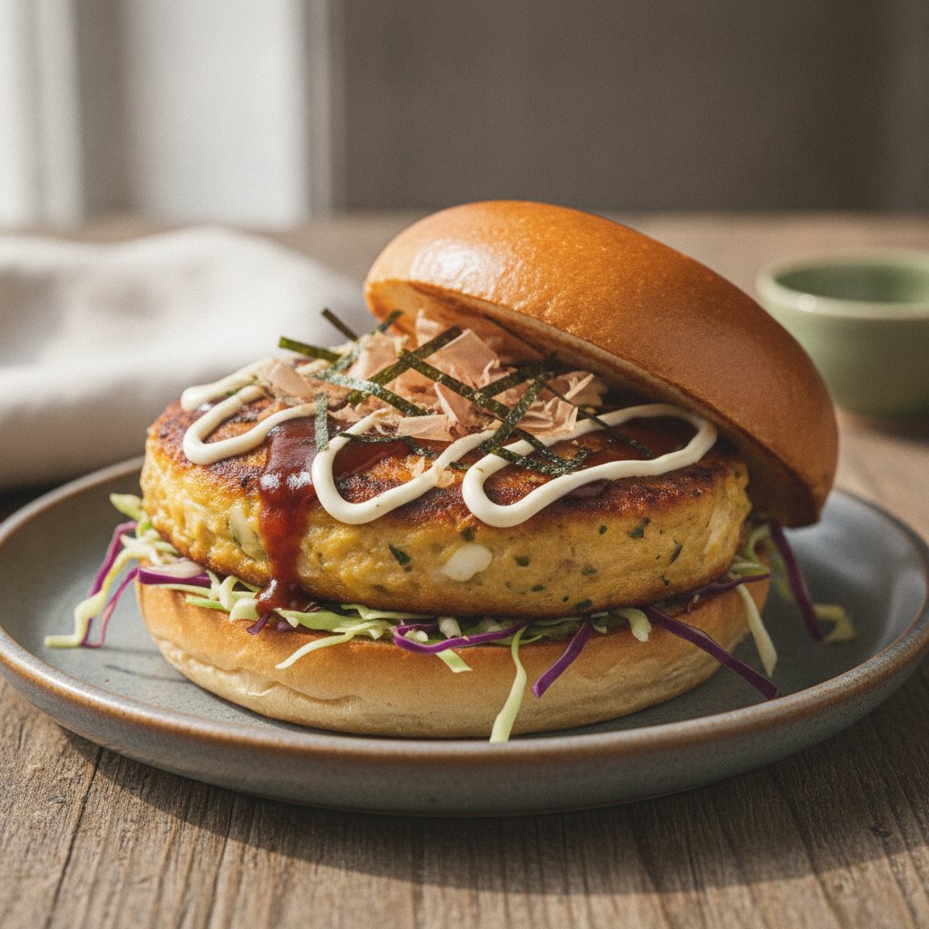 Egg and Cabbage Griddle Burger