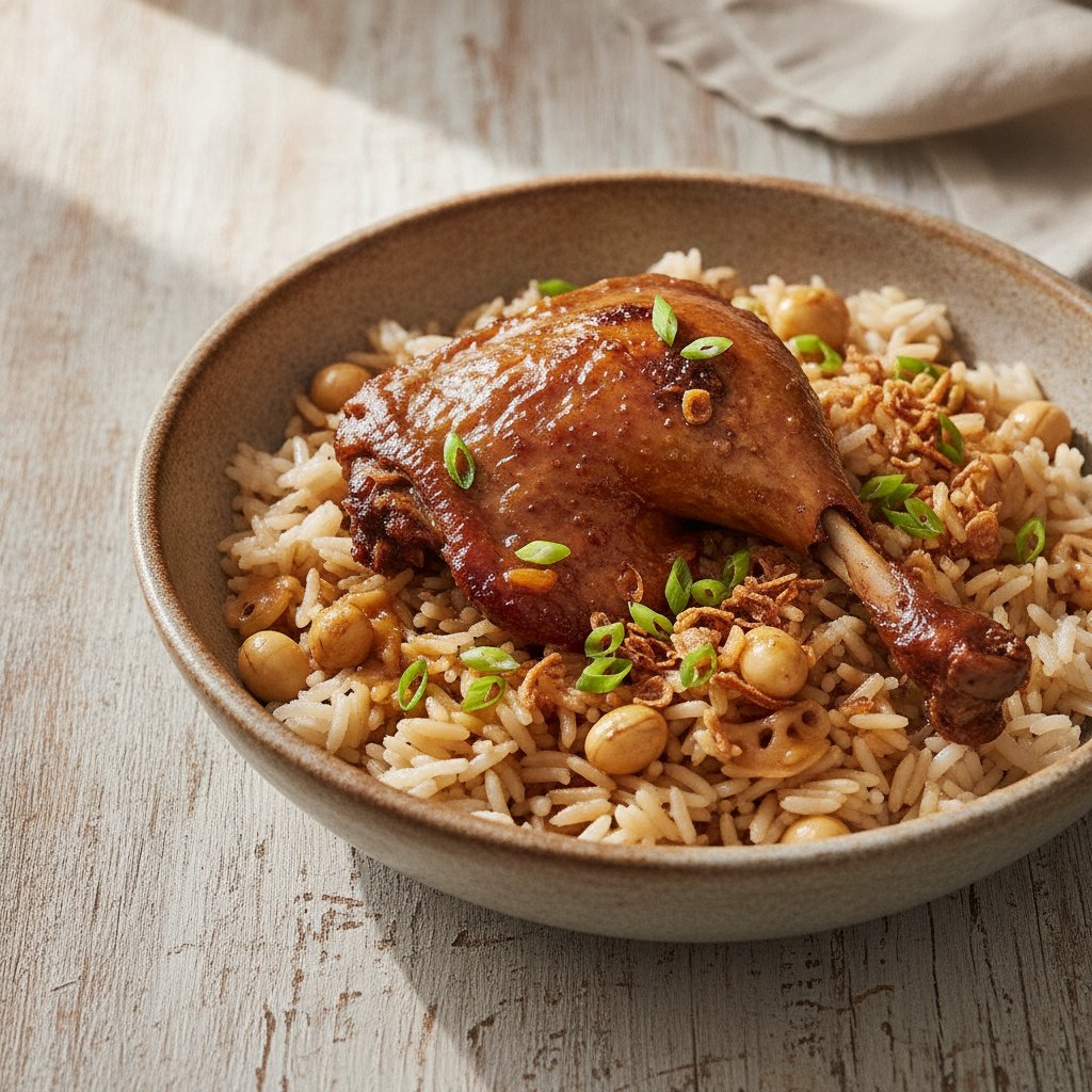 Lotus Seed Rice with Braised Duck