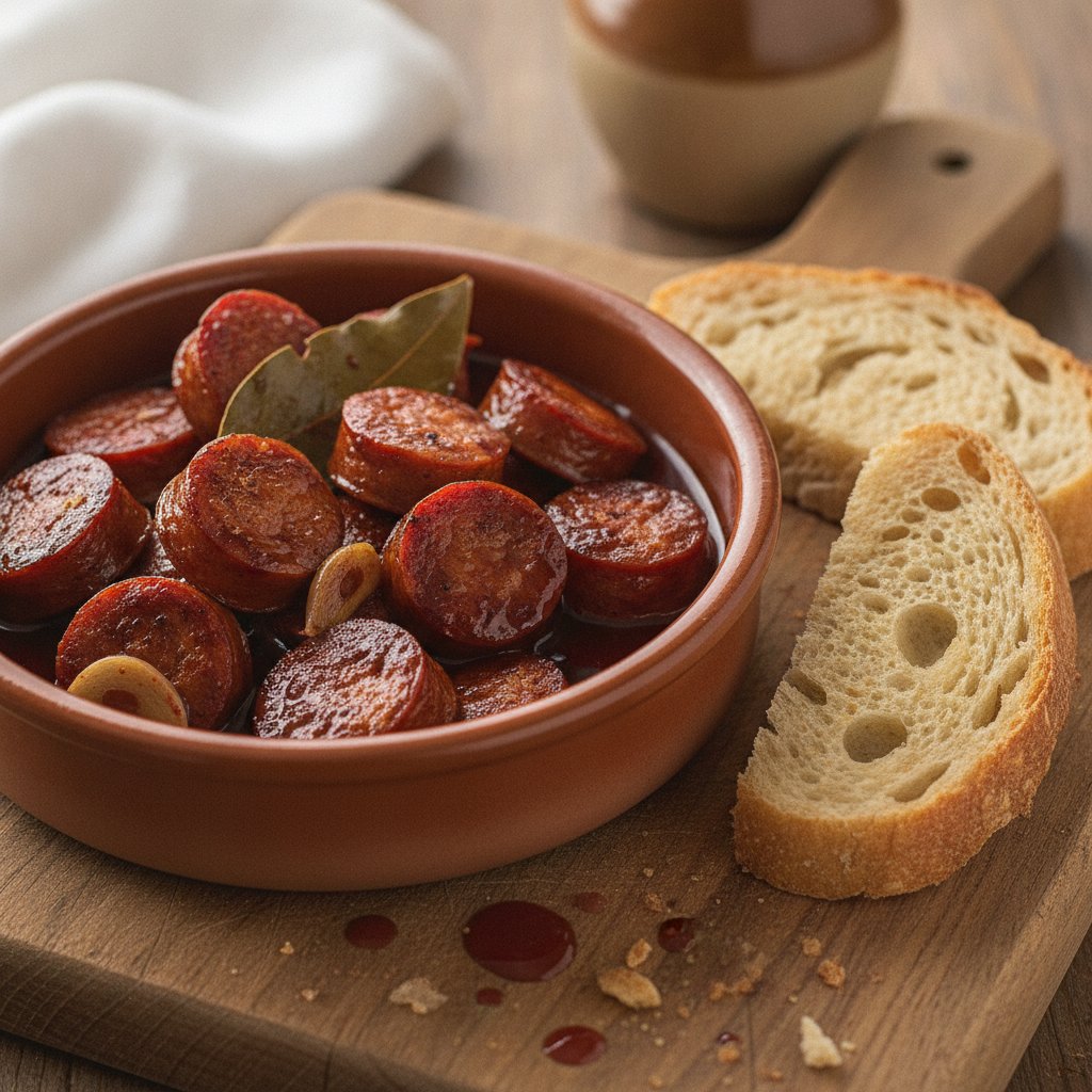 Spicy Fried Chorizo in Wine