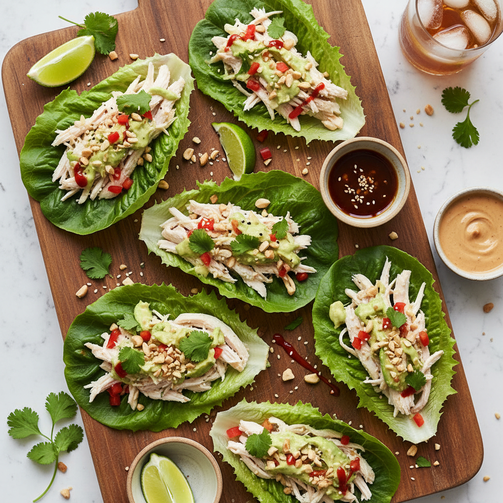 Cold Poached Chicken Lettuce Wraps