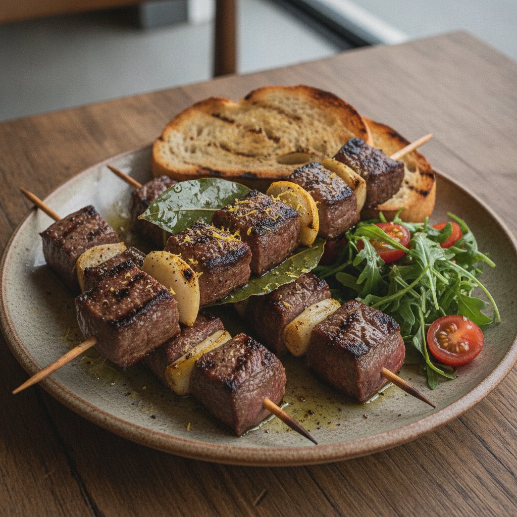 Grilled Beef Skewers with Bay Leaves