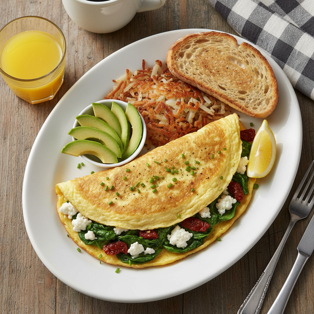 California Spinach Feta Omelette Plate