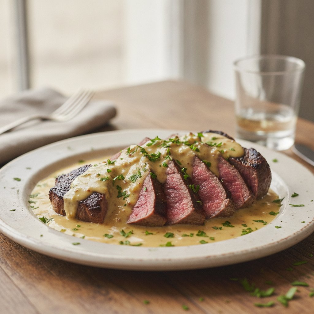 Veal Steak with Cream Sauce