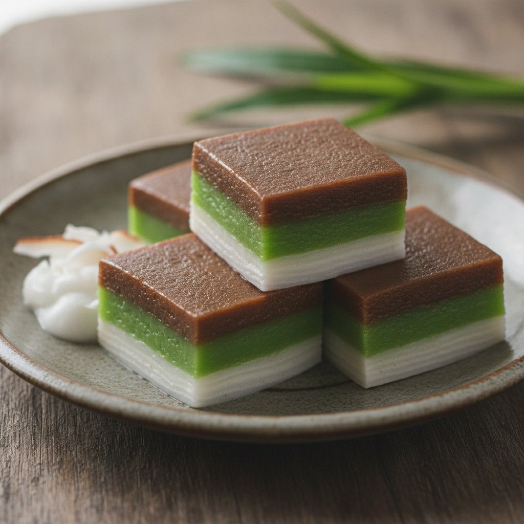 Thai Steamed Three-Color Pandan Layer Cake
