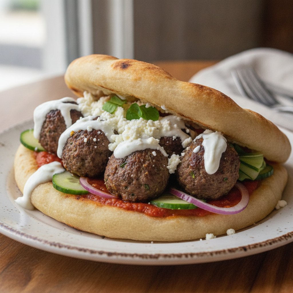 Meatball Stuffed Flatbread