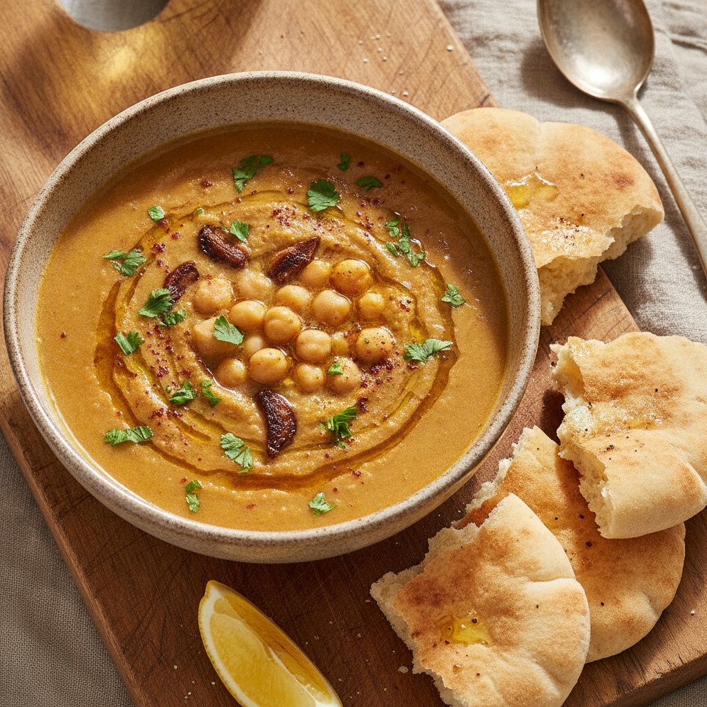 Roasted Garlic Chickpea Soup