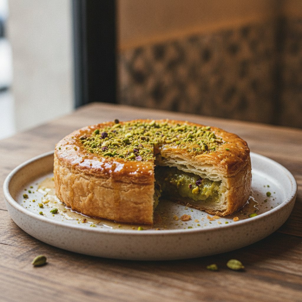 Layered Pistachio Cream Pastry Pie