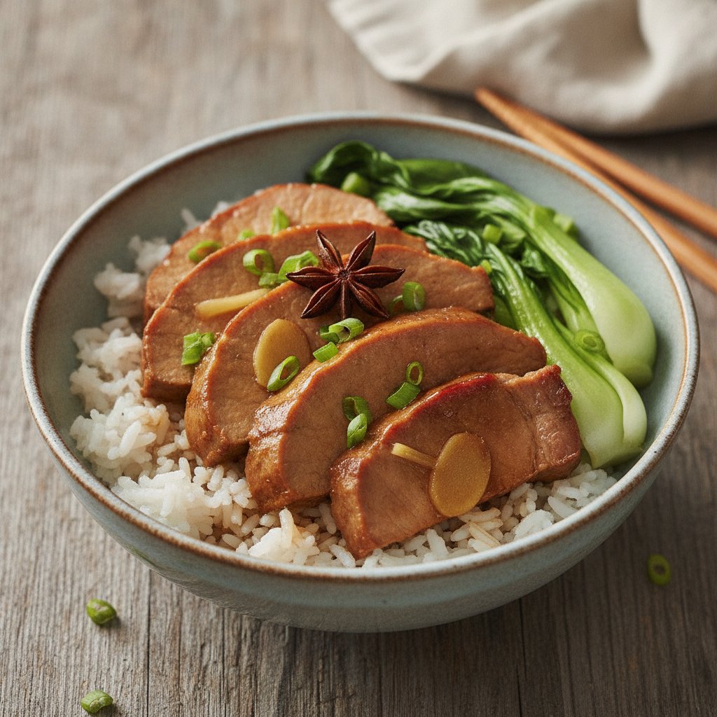 Braised Pork Belly Rice Bowl (Low-Chol)