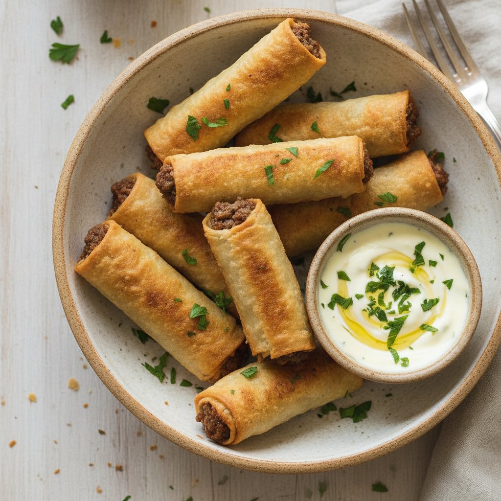 Crispy Beef Filled Rice Rolls