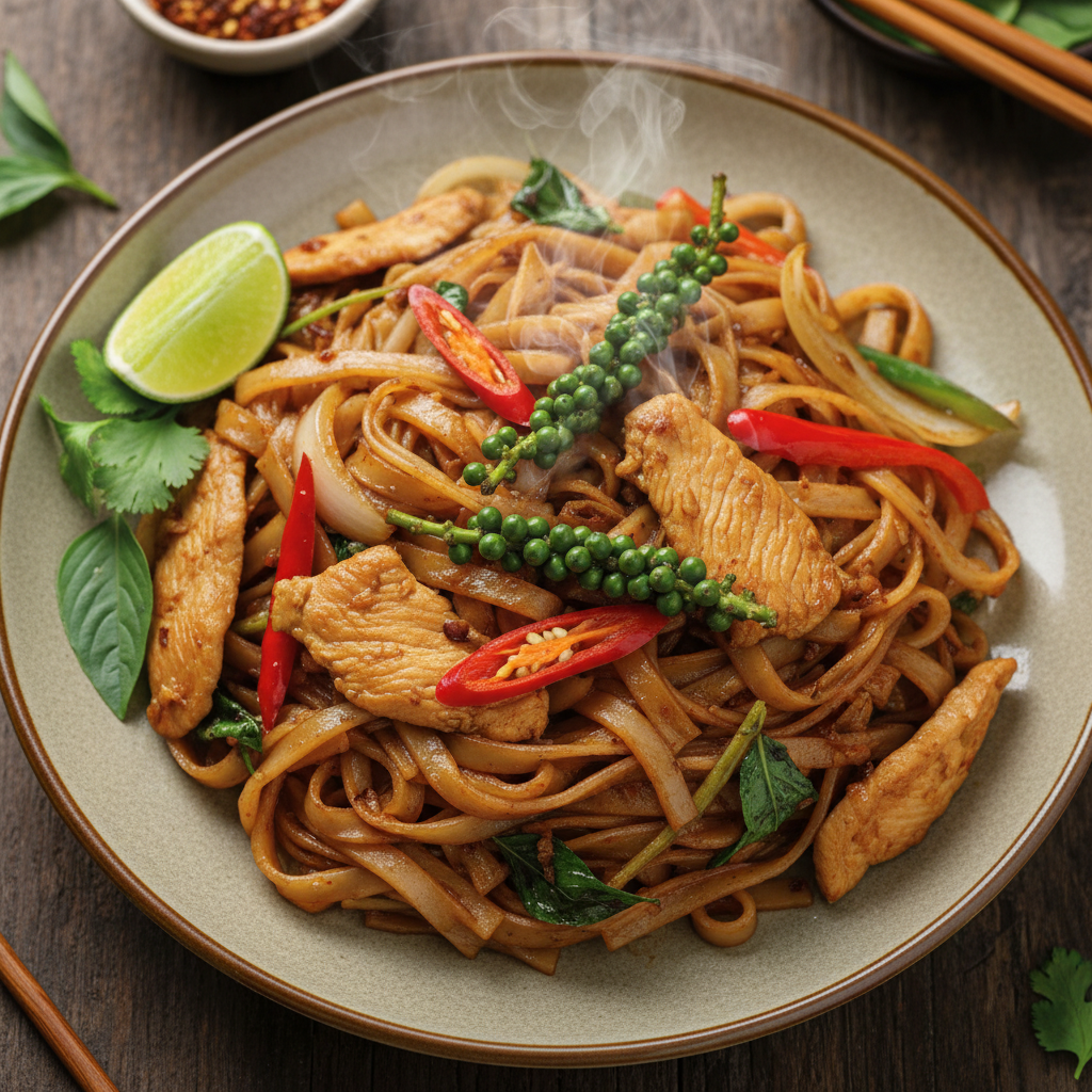 Spicy Drunken Chicken Noodles — Pad Kee Mao Gai