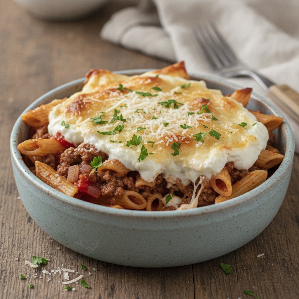 Beef and Pasta Bake Bowl (Low-Chol)