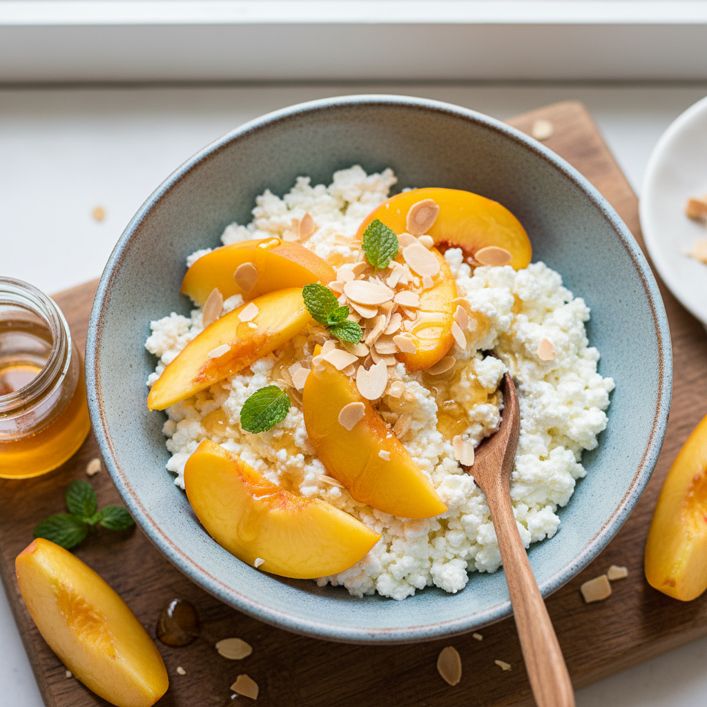 Cottage Cheese Peach Honey Bowl