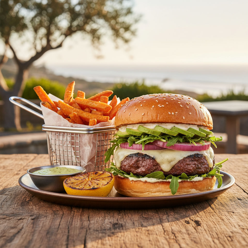 California Grilled Lamb Burger Plate