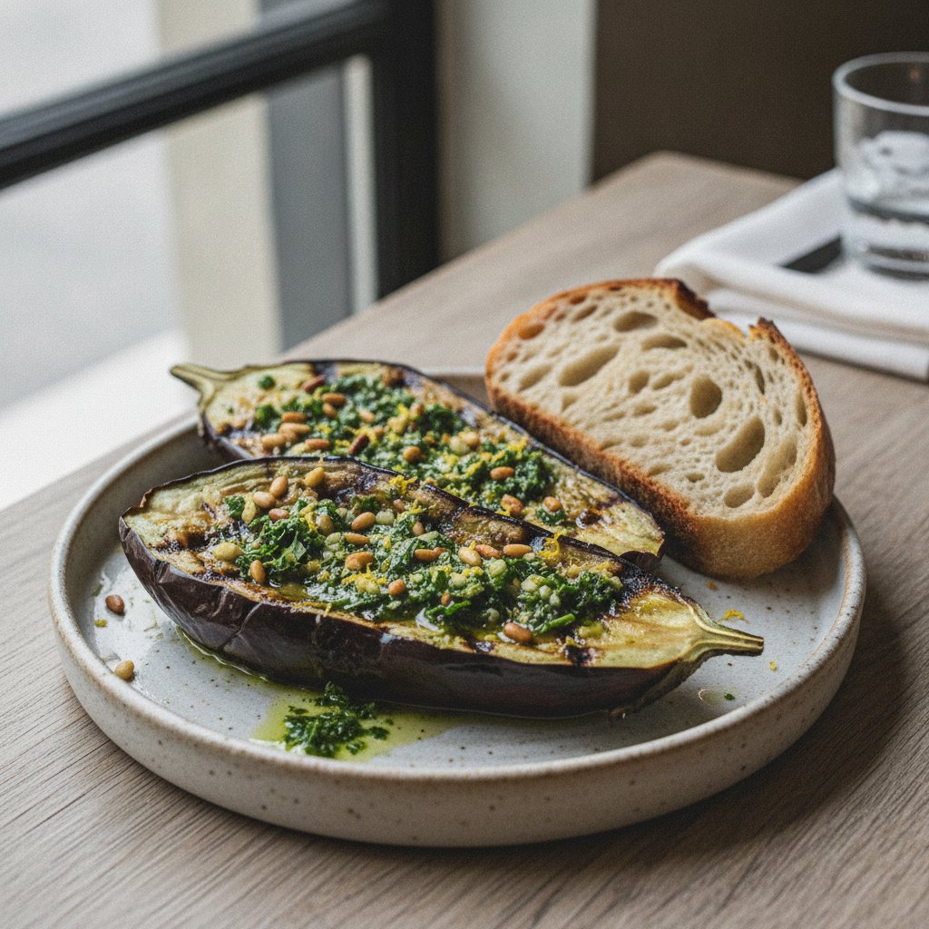 Grilled Eggplant with Herb Oil