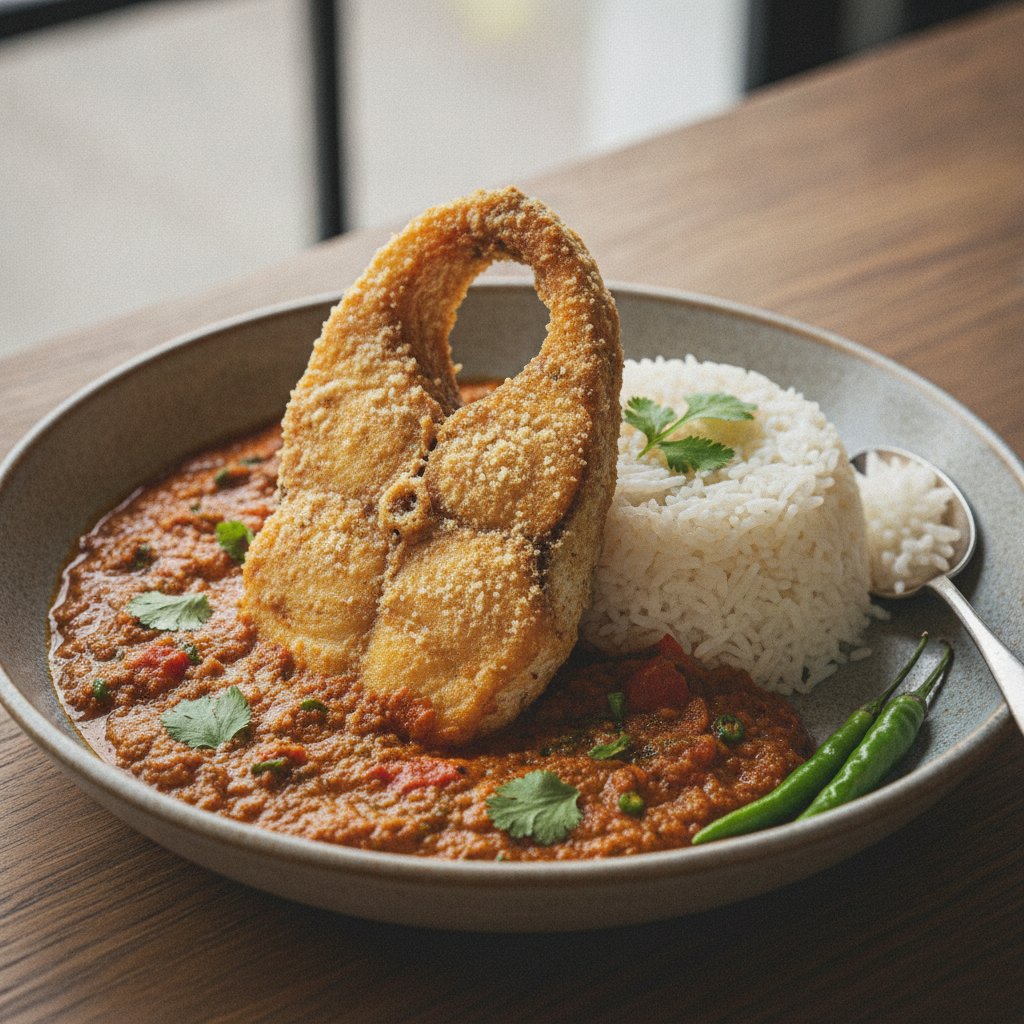 Fried Whole Fish Curry Style (Low-Calorie)
