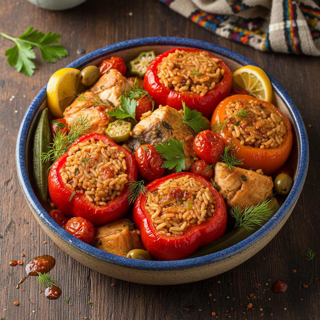 Stuffed Rice and Tomato Bowl - Thieboudienne Dolma