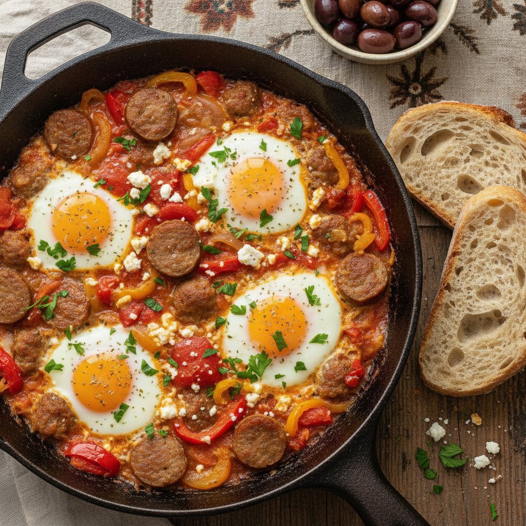 Greek Sausage and Pepper Eggs