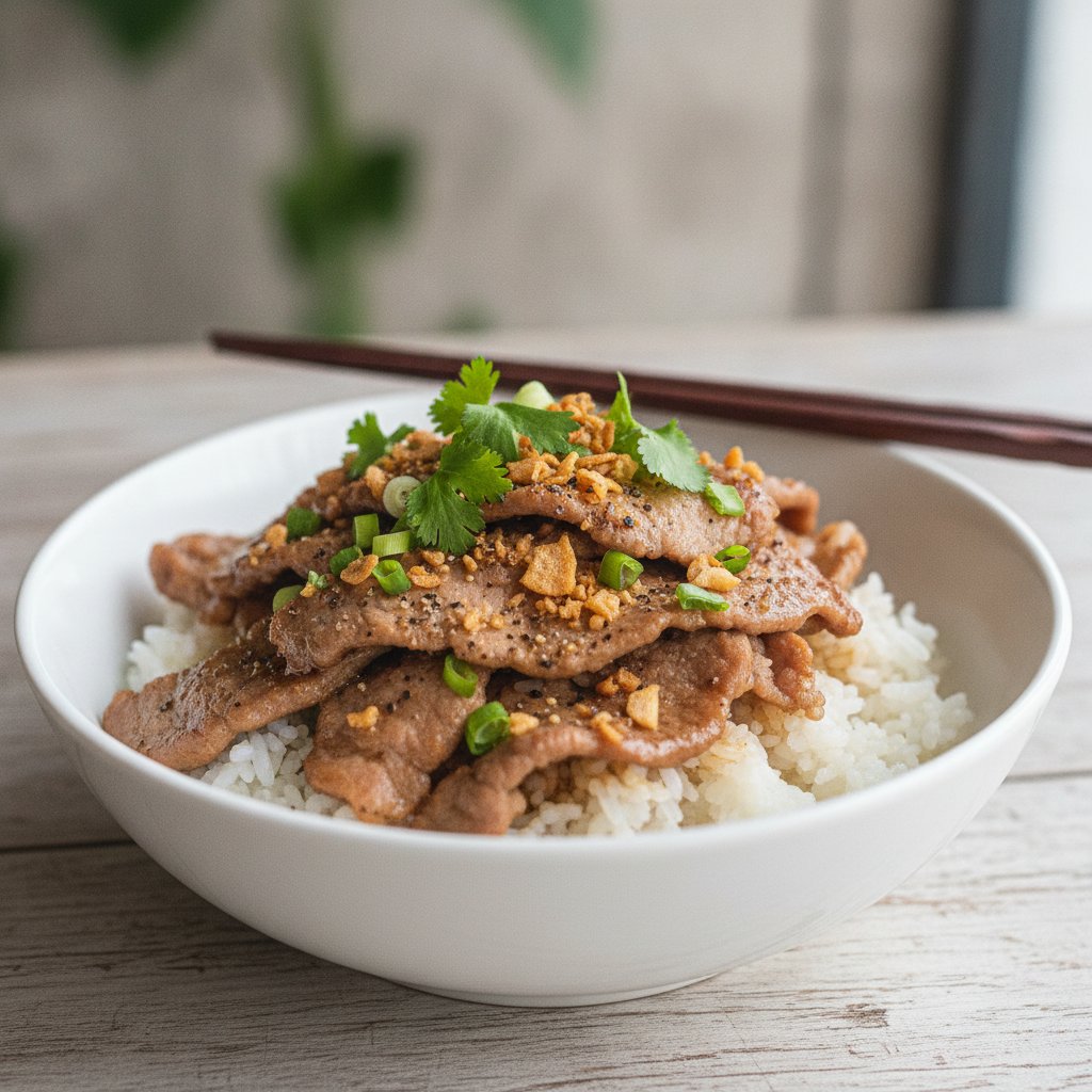 Stir-Fried Pork with Garlic and Pepper (Low-Calorie)