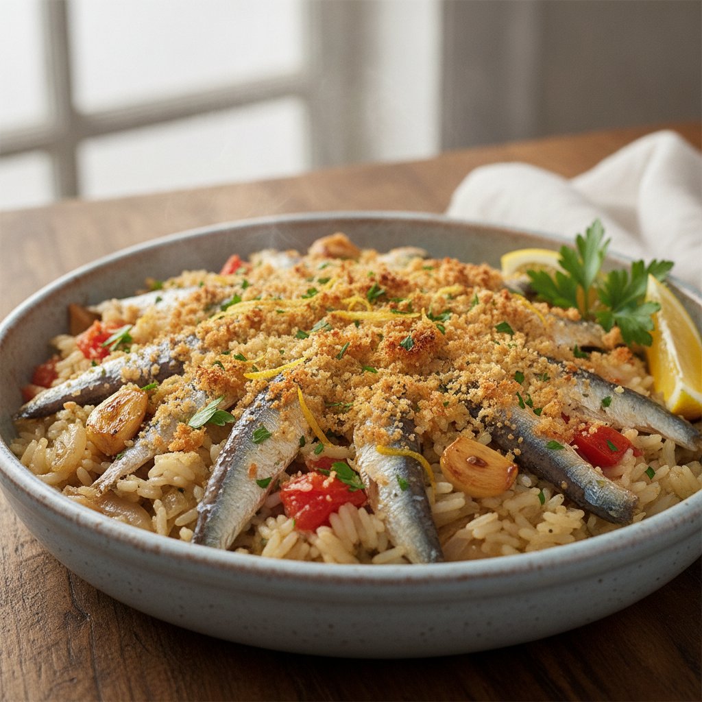 Anchovy Rice Bake (Low-Chol)