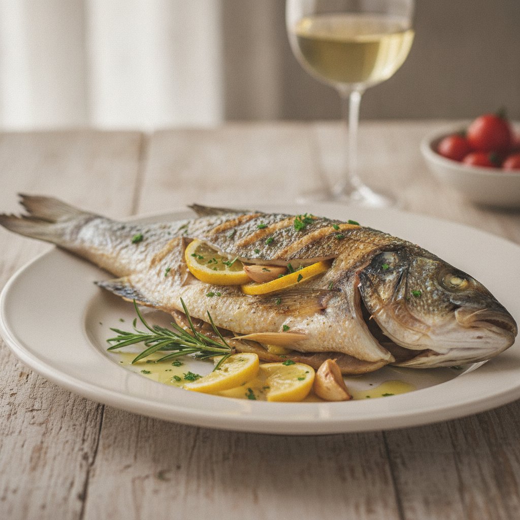 Grilled Whole Sea Bass (Low-Chol)