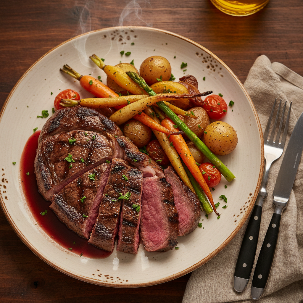 Steak and Roasted Veg Plate