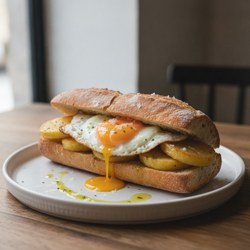 Spanish Fried Egg and Potato Sandwich