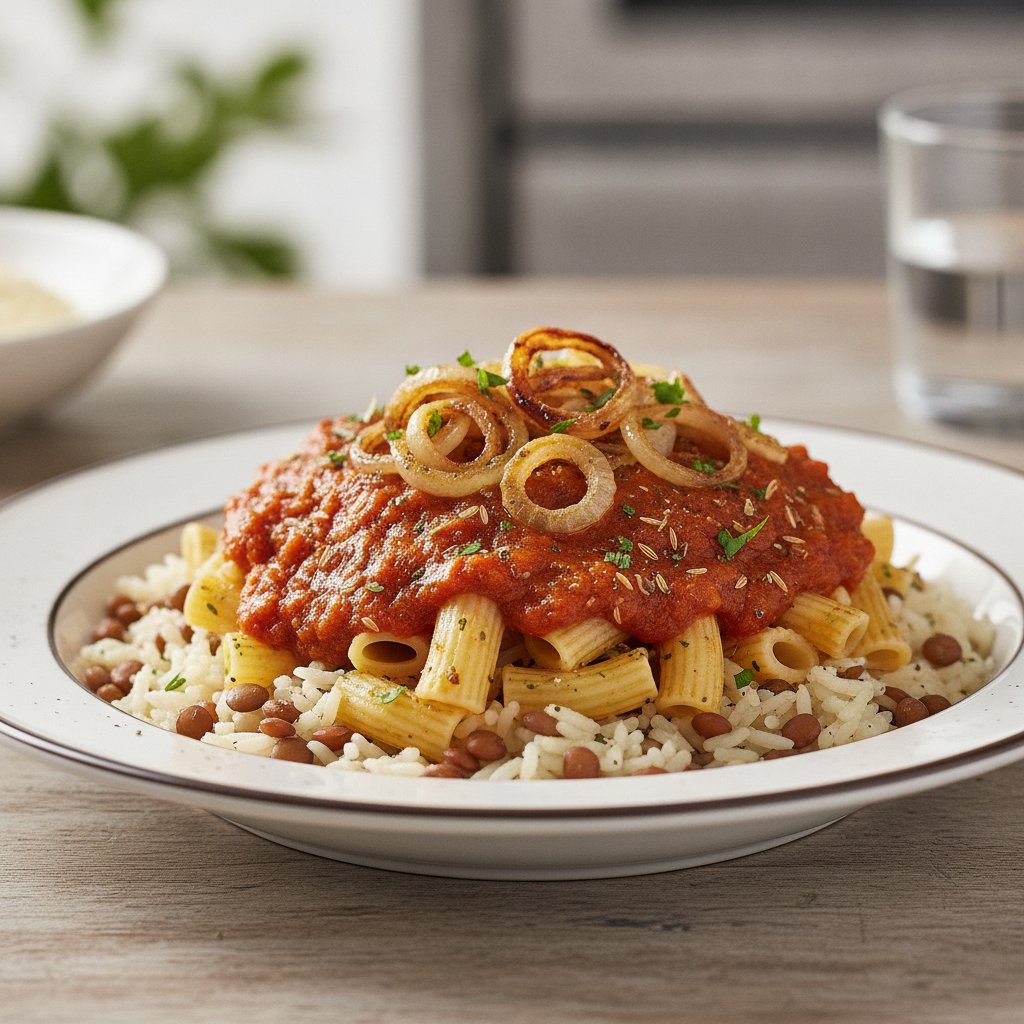 Egyptian Mixed Rice with Pasta and Lentils (Low-Calorie)