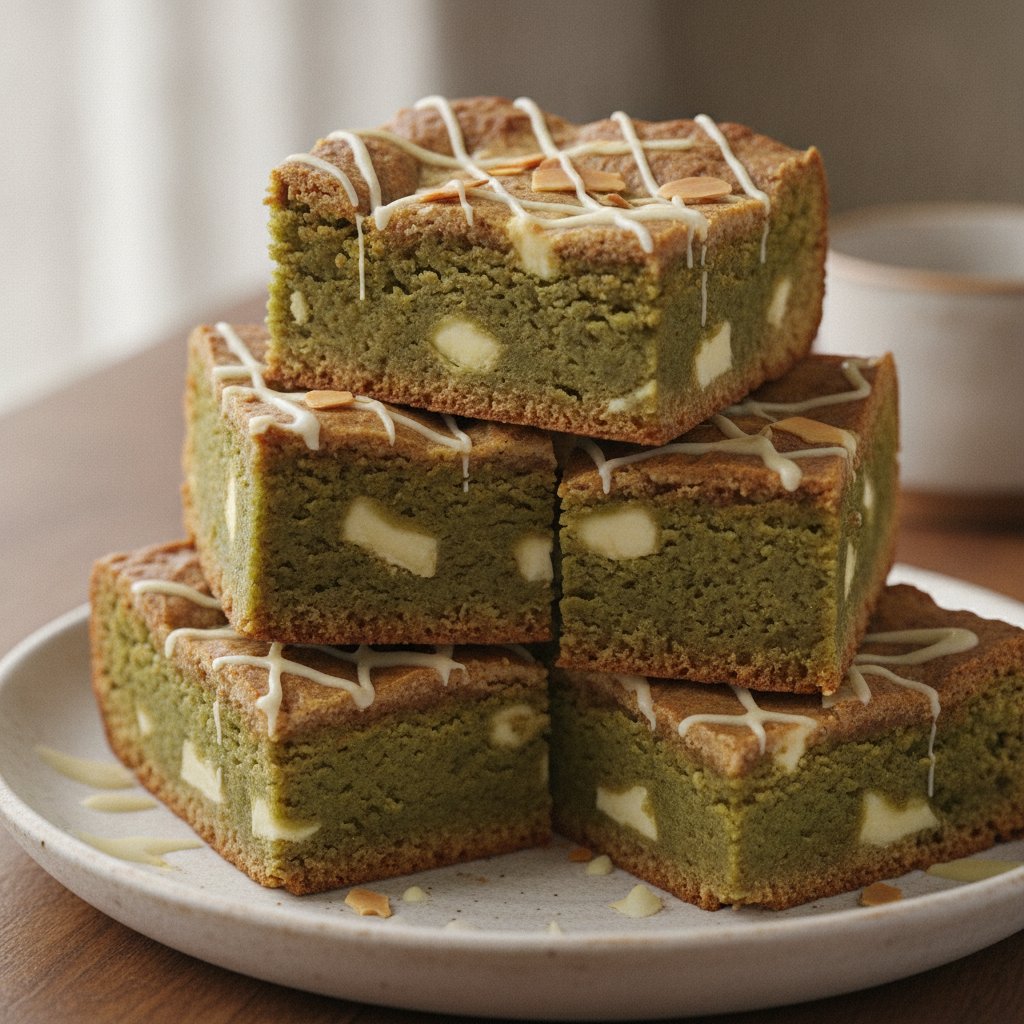 Matcha White Chocolate Blondie Bars