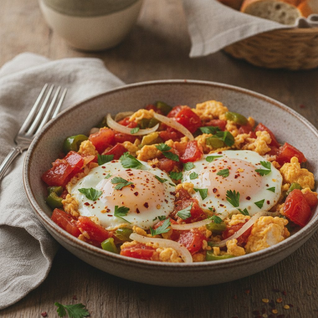 Scrambled Eggs with Tomato and Pepper (Low-Calorie)