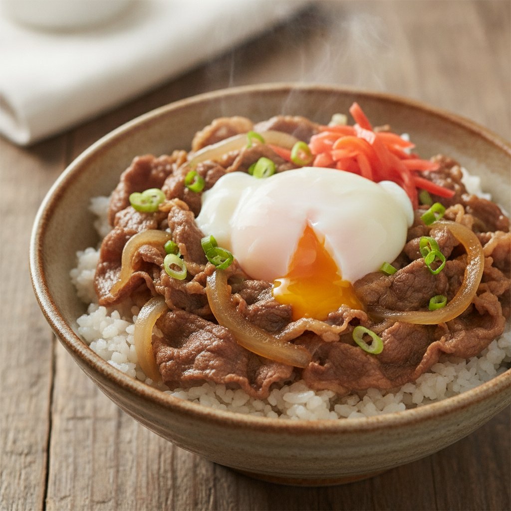 Beef Bowl with Poached Egg