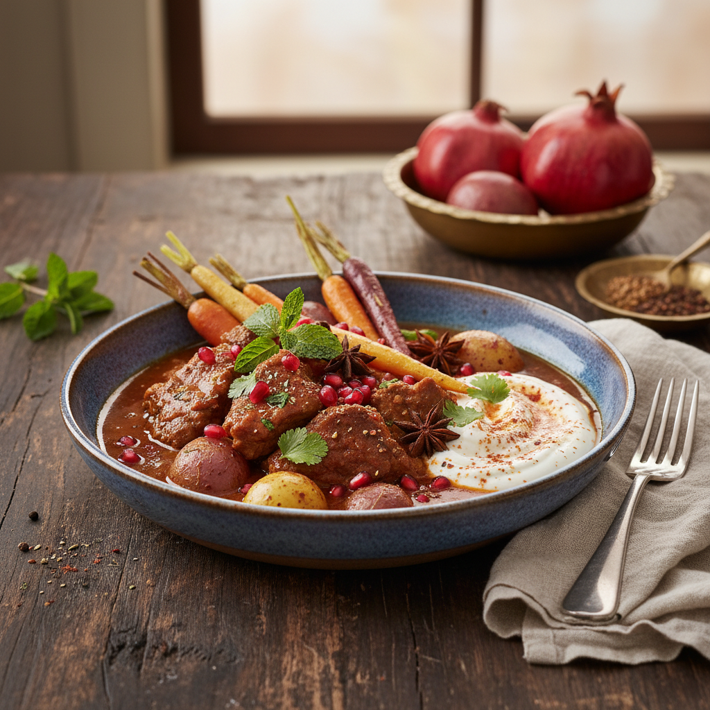 Spiced Lamb Braise with Pomegranate