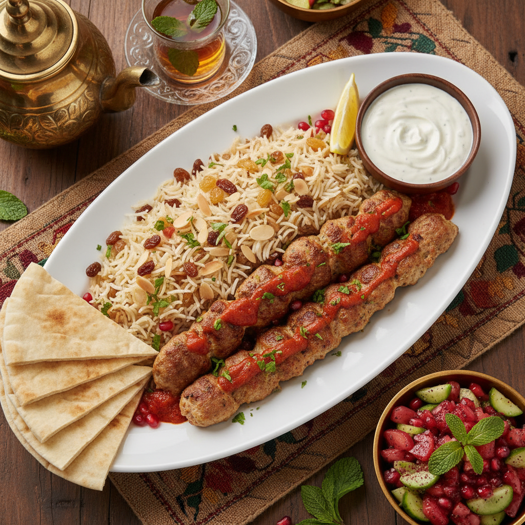 Grilled Chicken Kebabs with Pomegranate — Chicken Kebab Halabi Platter