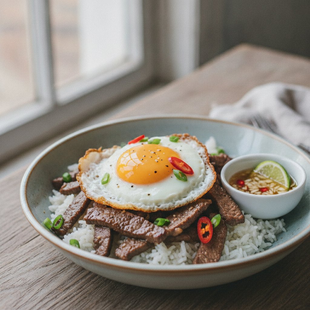Rice with Beef and Fried Egg (Gluten-Free)