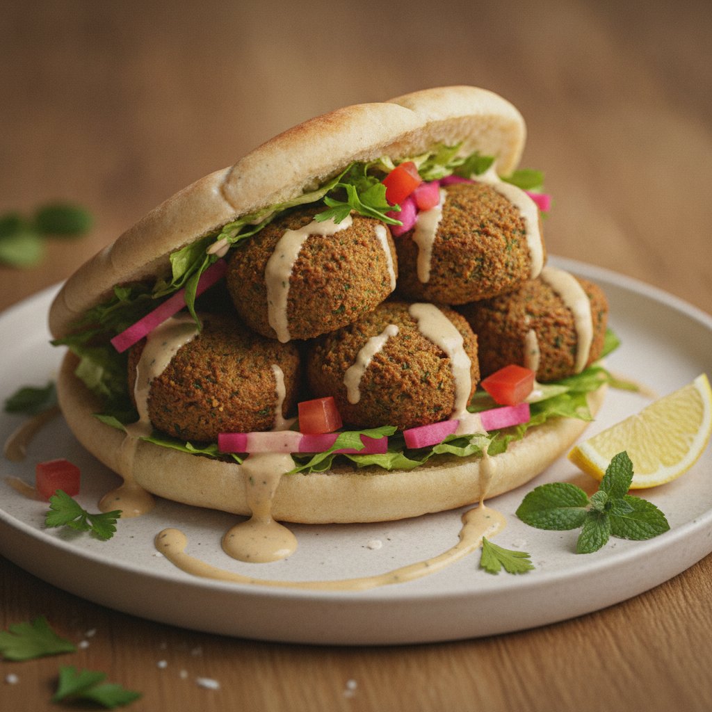 Fried Chickpea Ball Sandwich