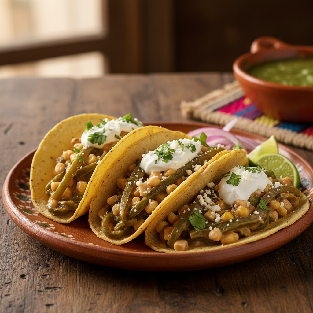 Tacos de Rajas con Crema