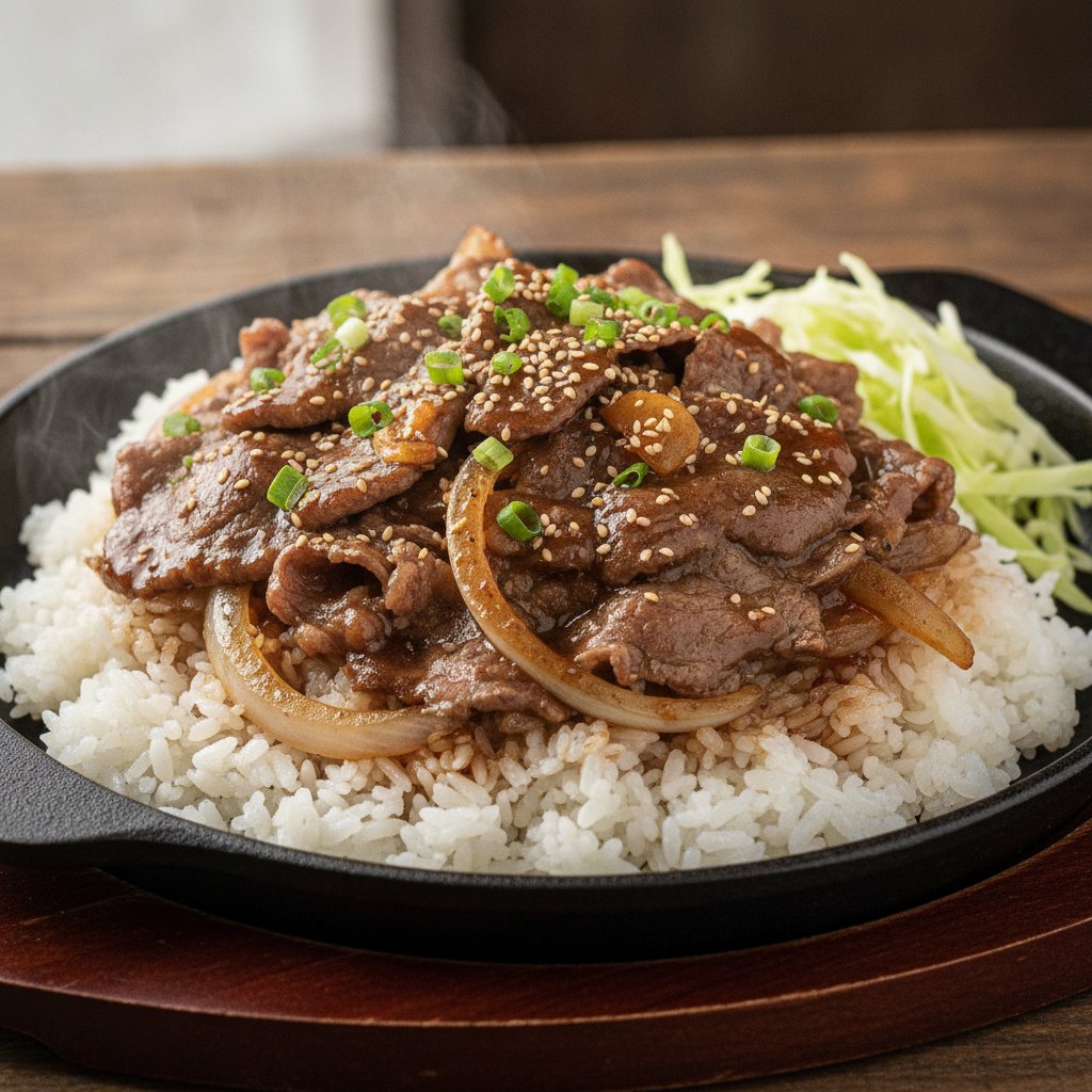 Grilled Beef and Onion Hot Plate