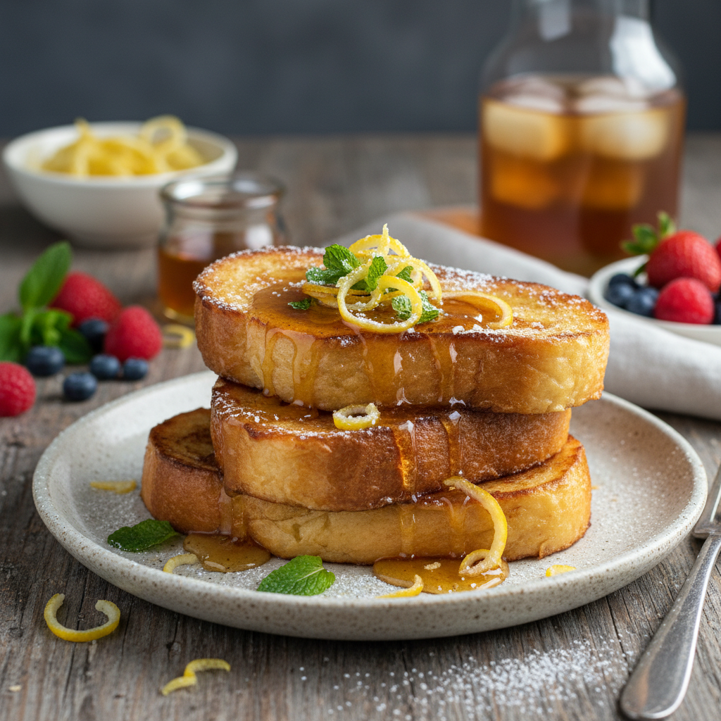 Challah French Toast with Preserved Lemon and Honey Brunch