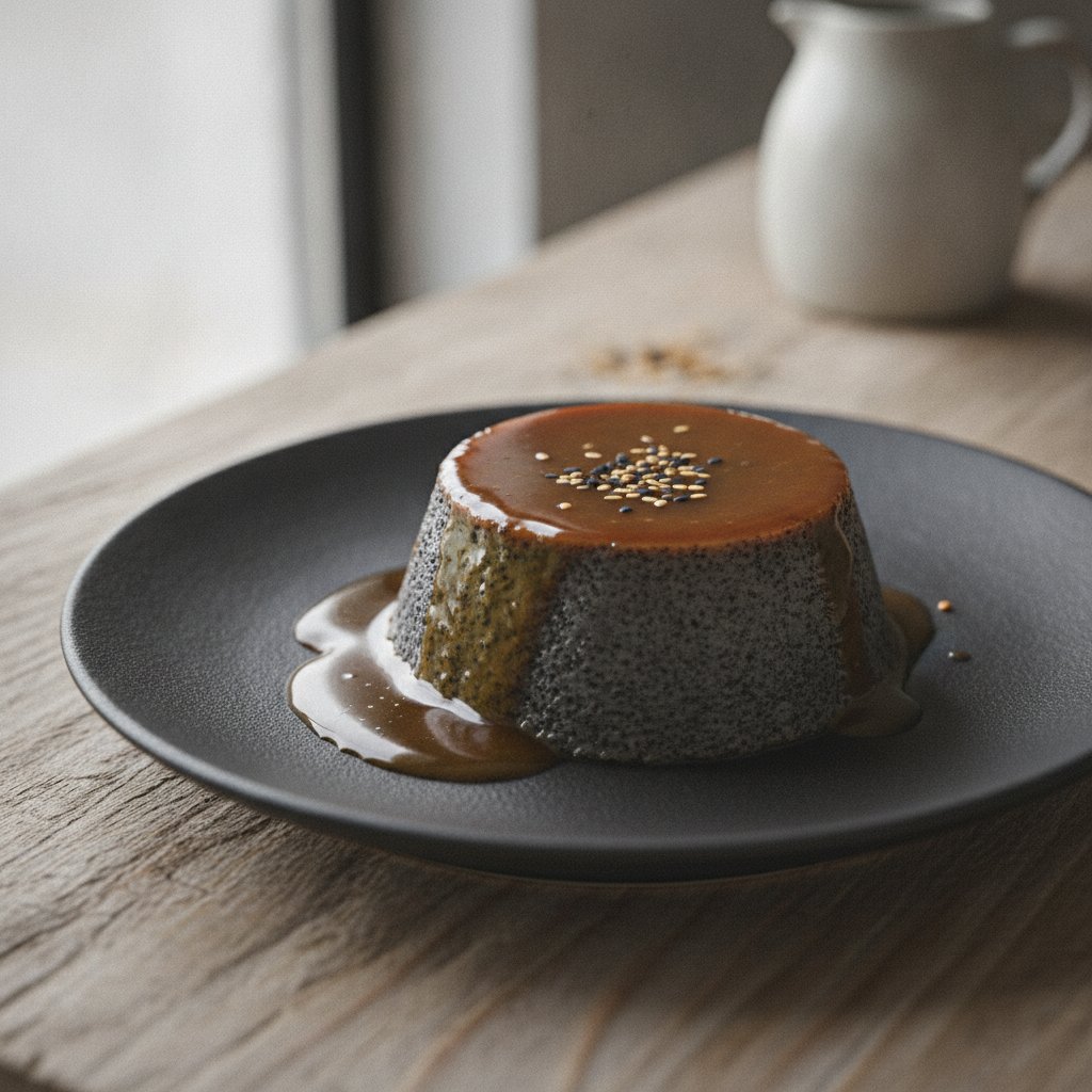 Black Sesame Caramel Custard