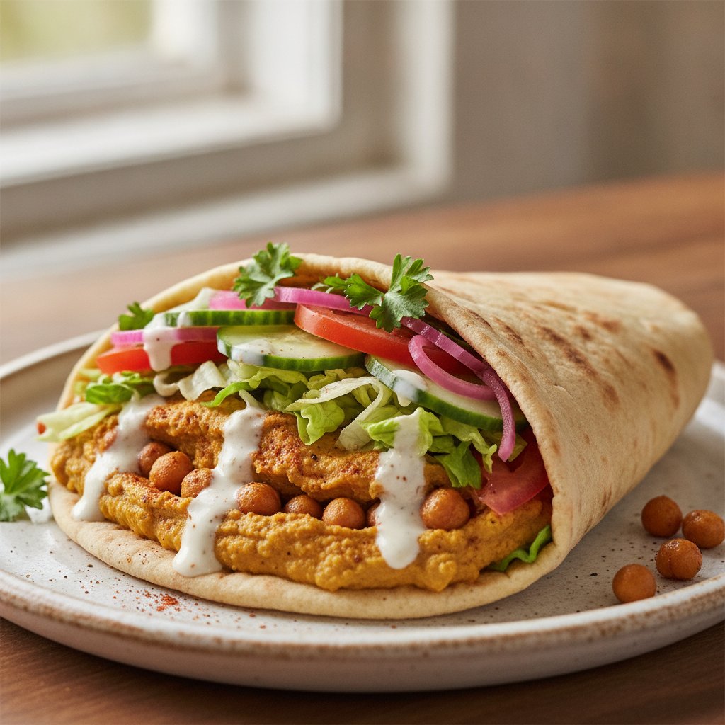 Spiced Hummus and Vegetable Wrap