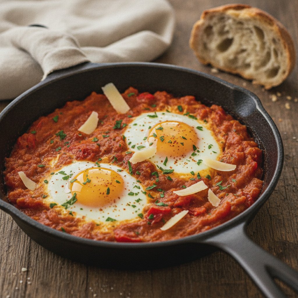 Baked Eggs with Tomato Sauce (Low-Calorie)