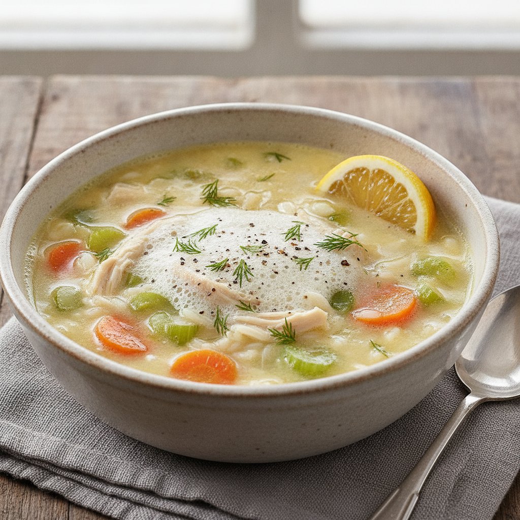 Chicken Soup With Vegetables and Lemon Sauce