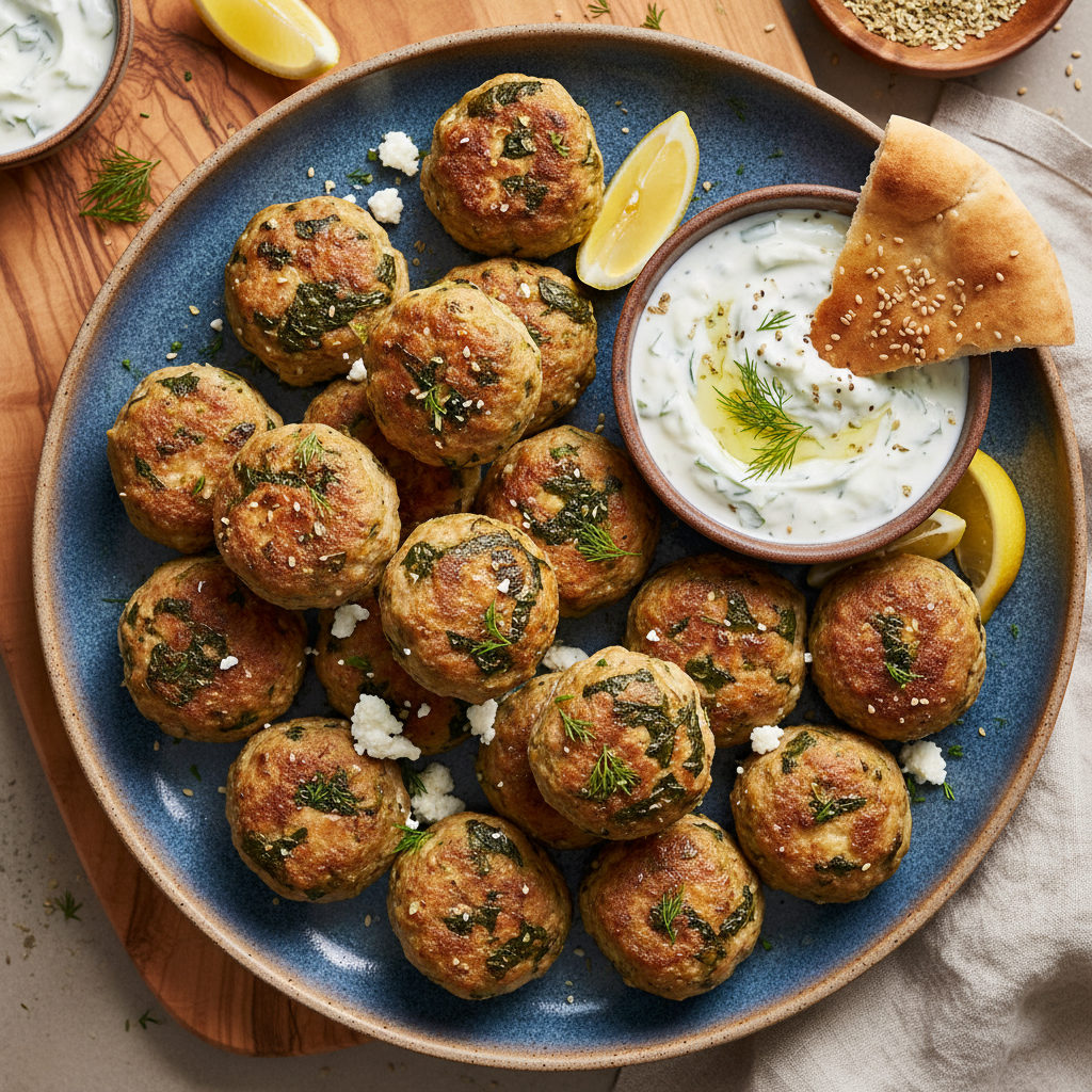 Baked Turkey Spinach Feta Meatballs