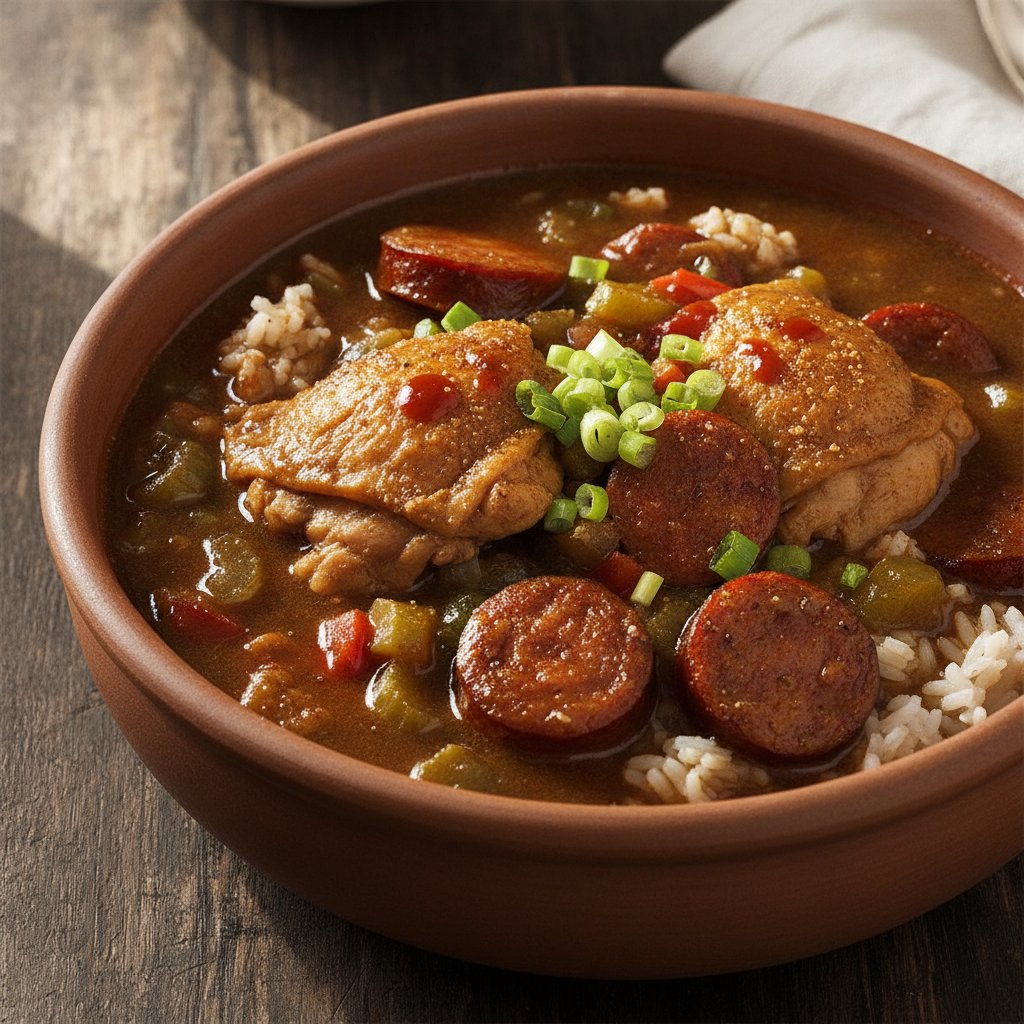 Chicken and sausage gumbo